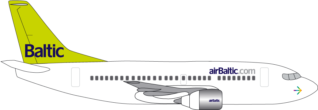 Boeing 737-500 - Air Baltic (1400x610), Png Download