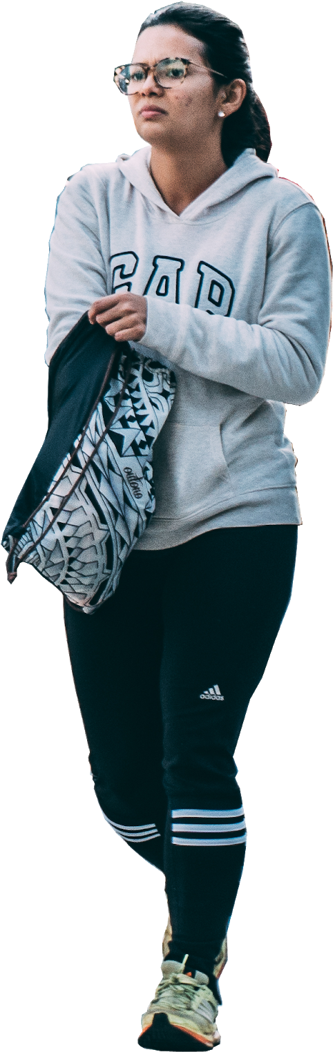 Young Girl Walking While Checking Her Bag - Hoodie (725x1600), Png Download