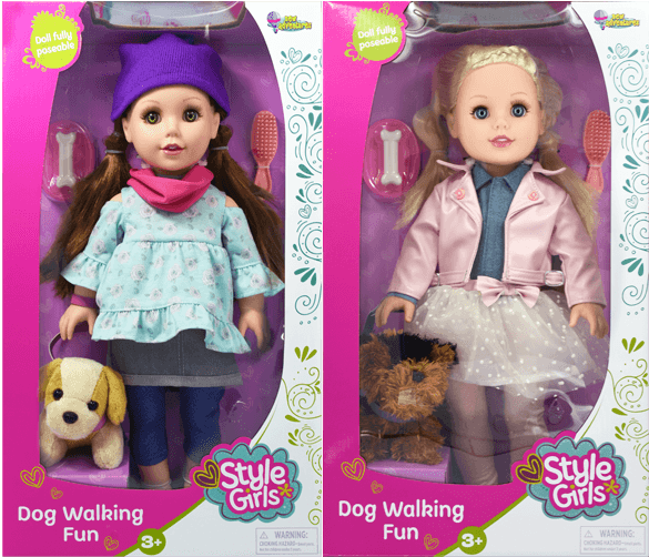 Back - Style Girls Dog Walking Fun (600x600), Png Download