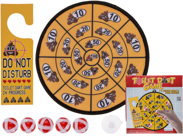 Toilet Dart Game 5 X Velcro Balls And Door Hanger Secret - Toilet Dart (640x480), Png Download