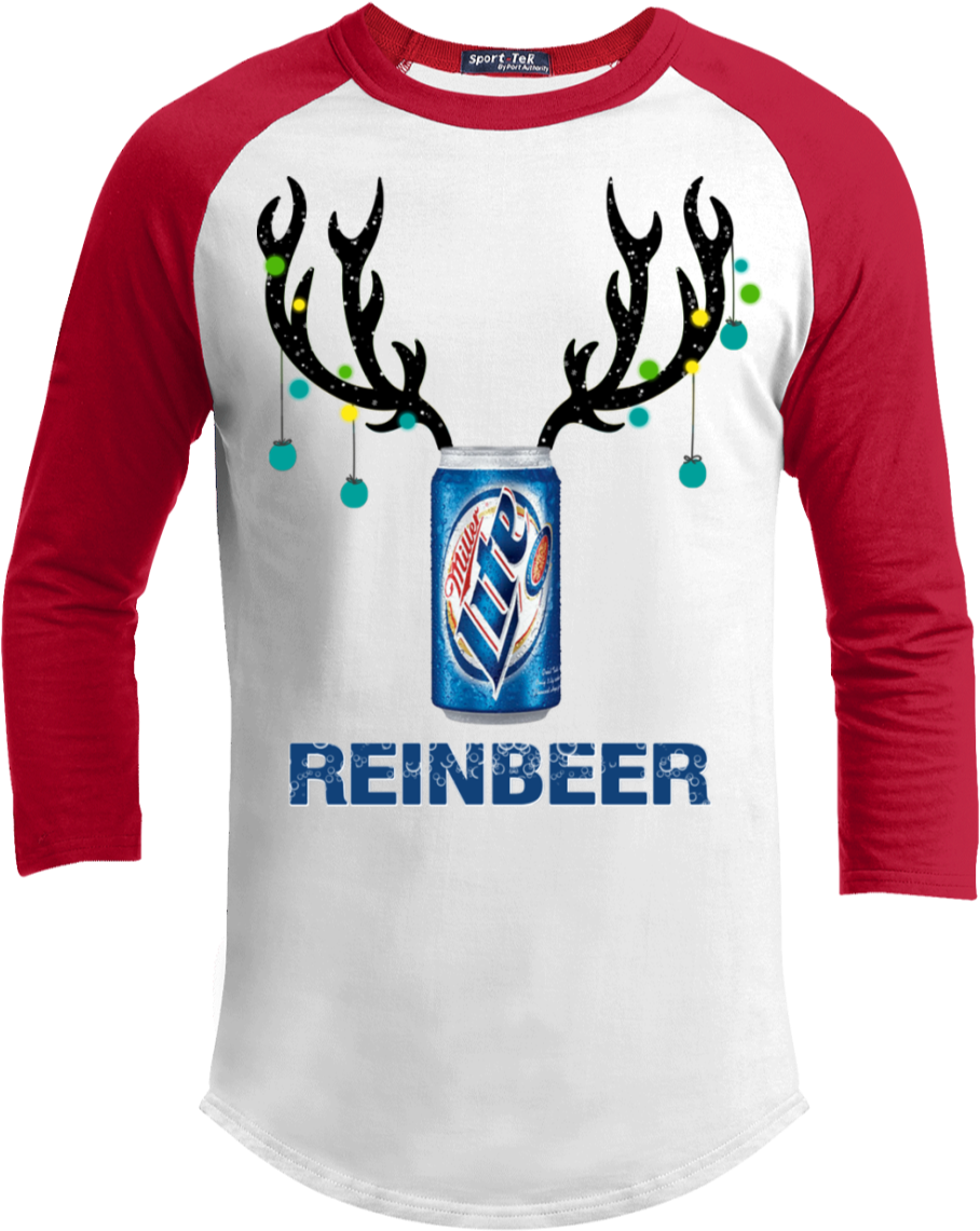 Miller Lite Reinbeer Funny Beer Reindeer Christmas - Bud Light Christmas Shirt (1155x1155), Png Download