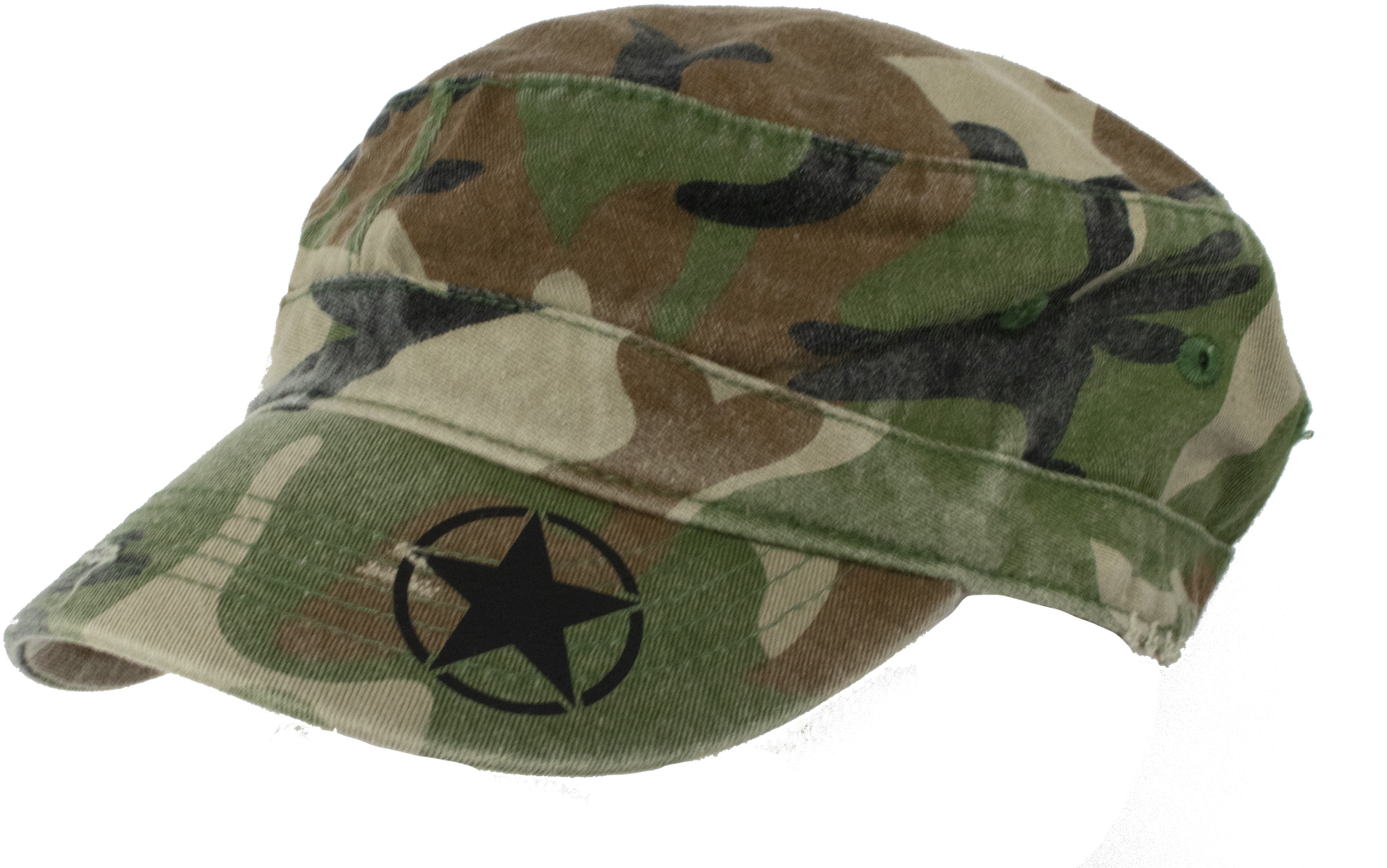 Military Black Star Camo Fidel Cap - Hat (1800x1134), Png Download