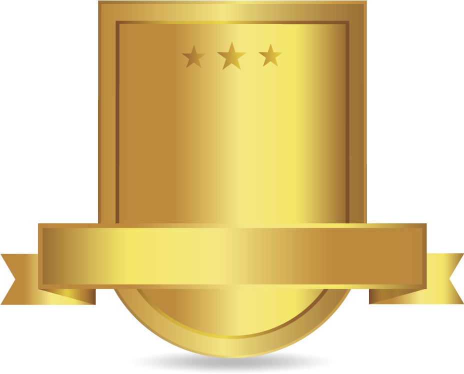 Golden Shield Badge With Ribbon - โล่ Png (927x768), Png Download