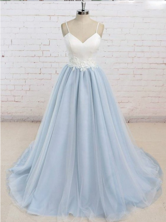 Prom Dress Long, A-line Prom Dress, Light Blue Prom - Simple Prom Dresses (750x750), Png Download