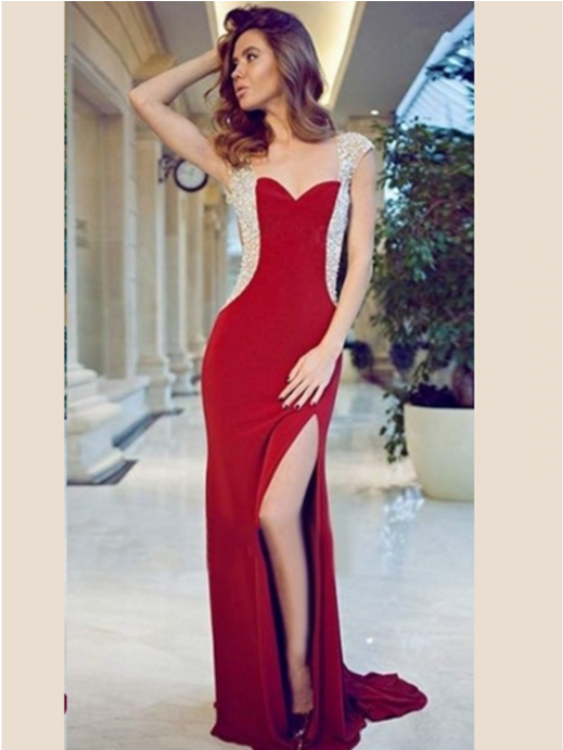 Sexy Mermaid Prom Dresses Chiffon Graduation Dress - Prom Dress Red Dress (690x690), Png Download