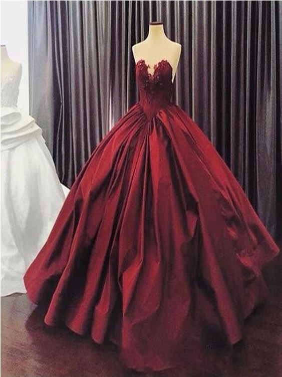 Prom Dress Long, Ball Gown Prom Dress, Burgundy Prom - Dress (750x750), Png Download