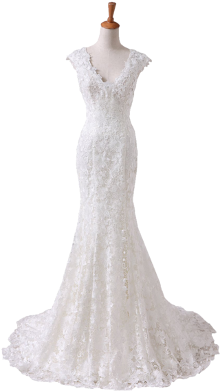 Angel Formal Dress Women's V-neck Lace Wedding Dress - Gown (570x570), Png Download