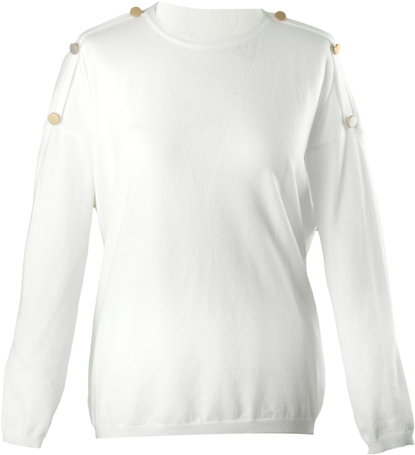 Emilia Gold Button Sleeve Jumper In Cream - Sweater (700x700), Png Download