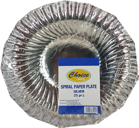 Choice Spiral Paper Plate Silver 25s Choice Spiral - Cable (600x600), Png Download