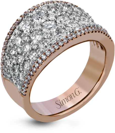 18k Rose & White Gold Diamond Band Ring - Ring (600x600), Png Download