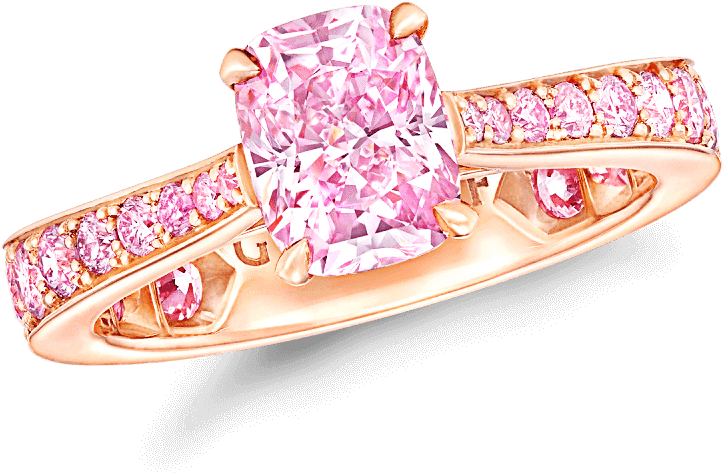 39 Ct Cushion Cut Pink Diamond Ring By Graff - Engagement Ring (2000x2000), Png Download