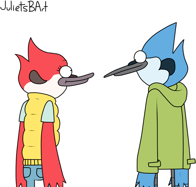Mordecai And Margaret Looking Eachother-ydb519 - Regular Show Mordecai And Margaret (636x600), Png Download