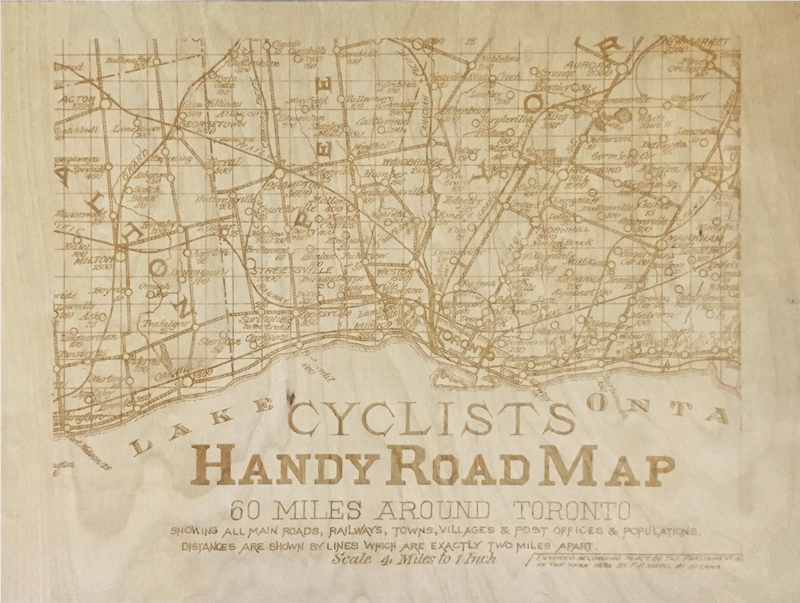 Toronto Cyclists Handy Road Map - Vellum (1600x1600), Png Download