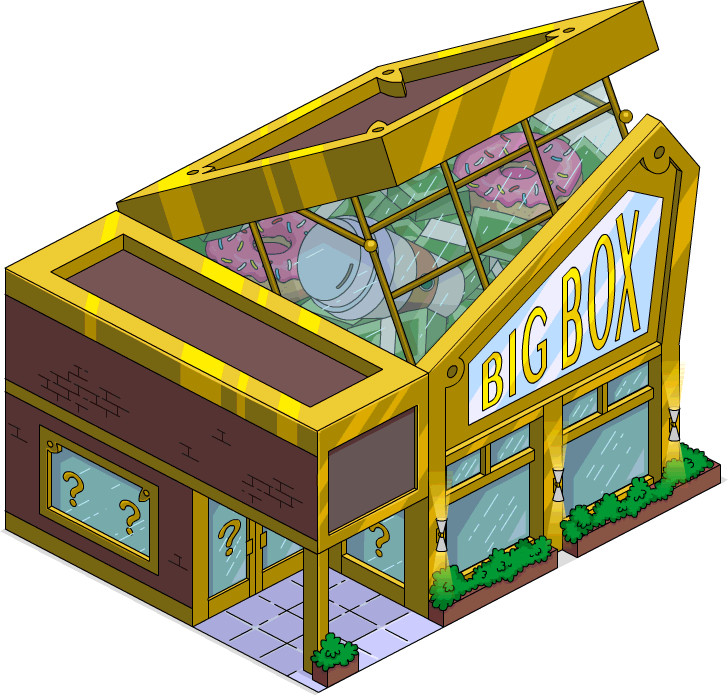 Your Gateway To "free" Donuts - Big Box The Simpsons Tapped Out (728x695), Png Download