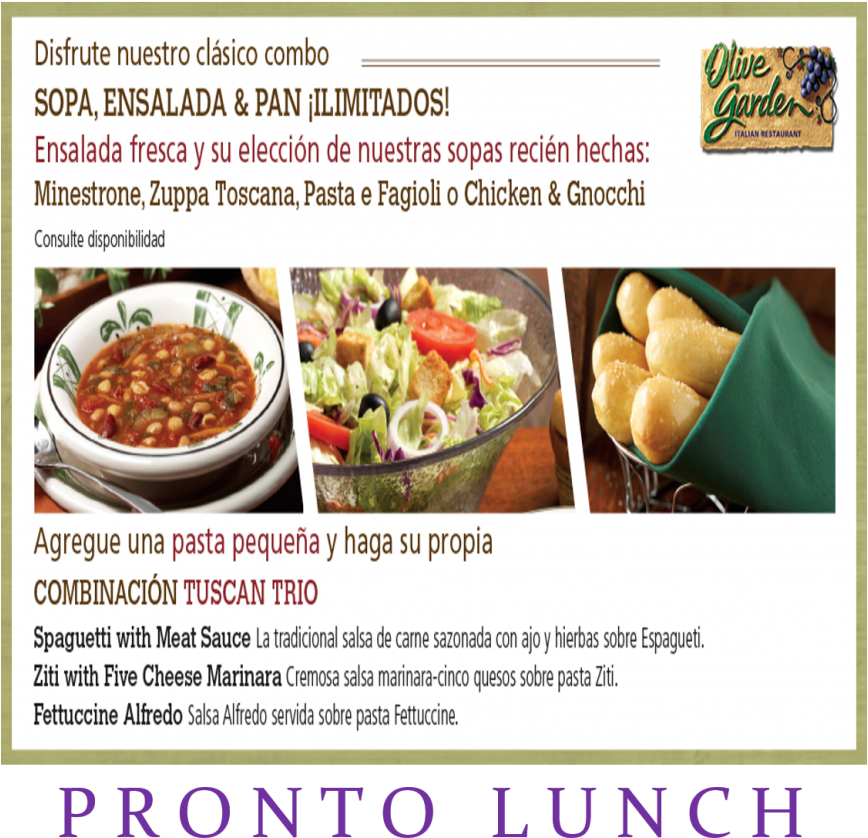 Http - //www - Olivegarden - Sv/pronto-lunch - Olive Garden Pronto Lunch (1024x903), Png Download