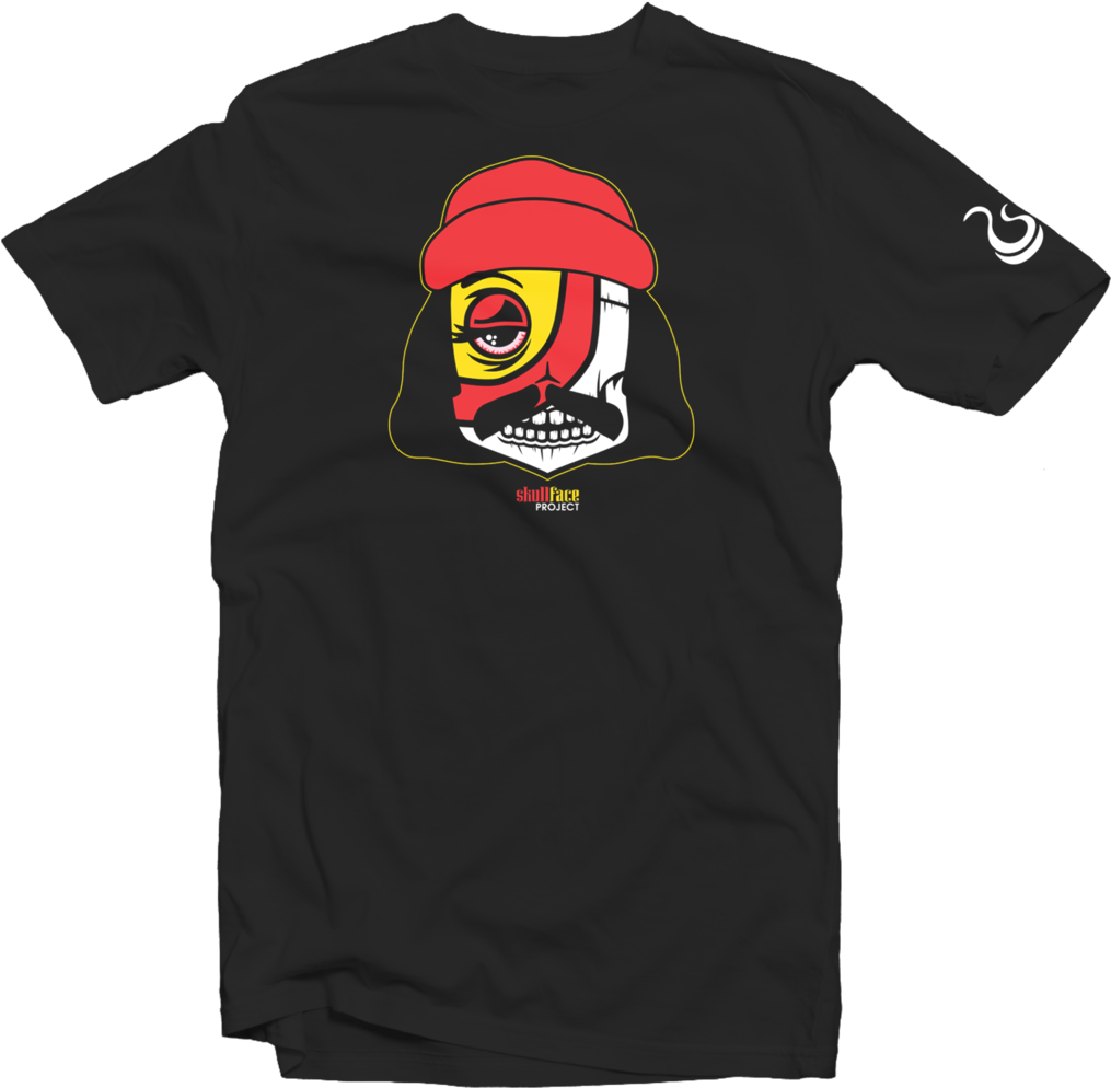 Men's Black Fatbol Crew Neck Skullface Tee "cheech" - Metallic Gold Foamposites Shirt (1024x1001), Png Download