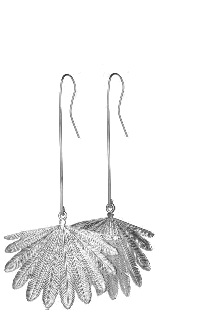 Earings "fan Tail" - Boh Runga Fantail Earrings Large On Person (600x607), Png Download