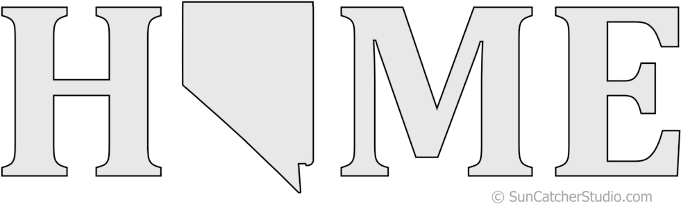 Nevada Home Stencil (1020x306), Png Download