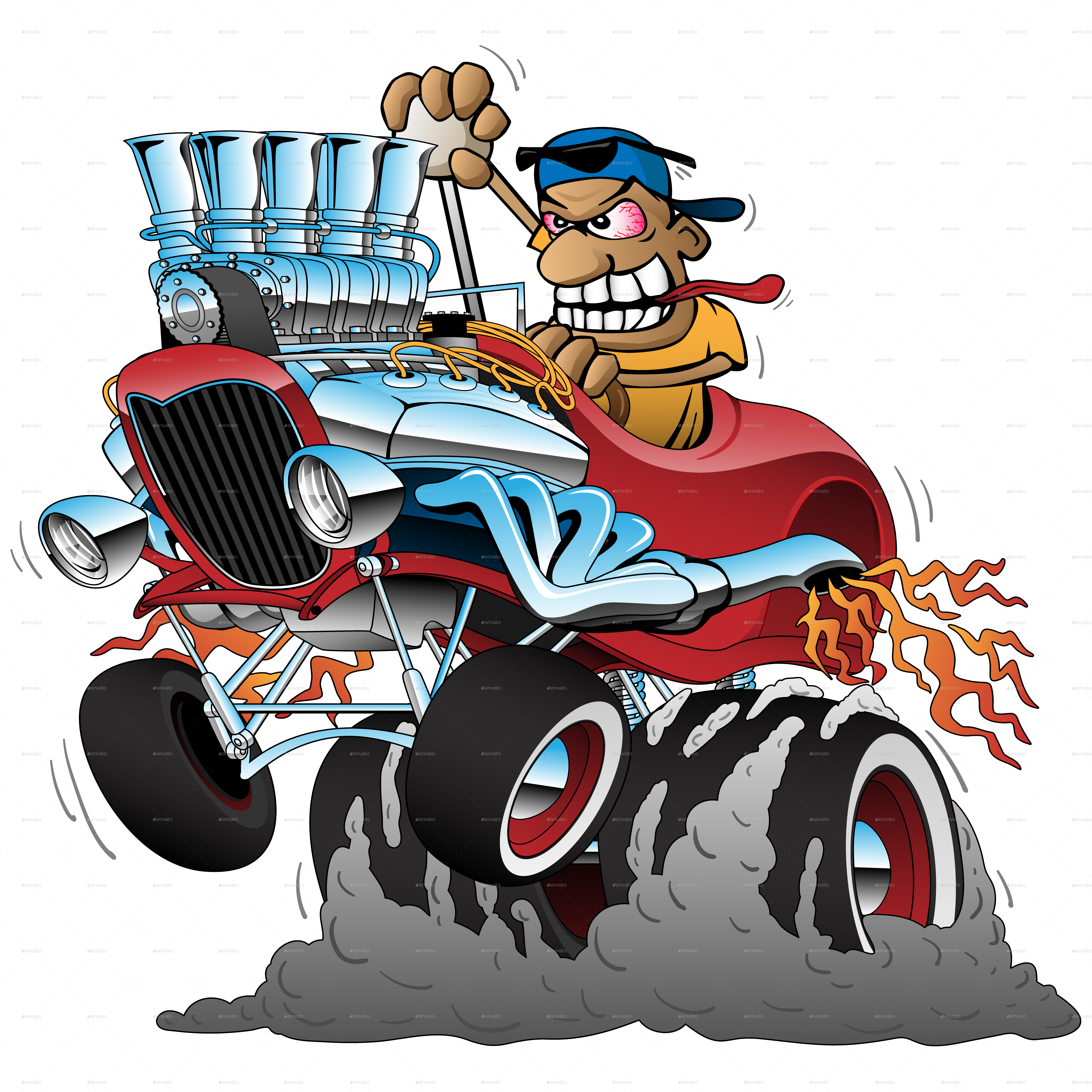 33 Highboy Hot Rod - Race Car Cartoon (5000x5000), Png Download