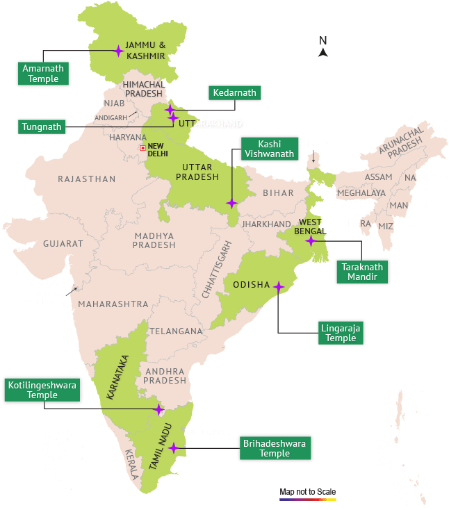 Famous Shiva Temples In India Map - Atlas (669x781), Png Download