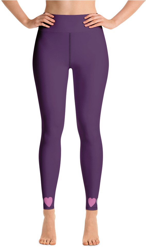 Purple Hearts Leggings - Yoga Pants (1000x1000), Png Download
