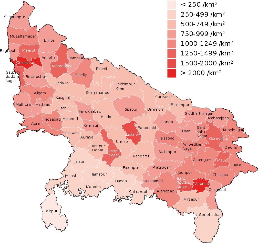 Download Uttar Pradesh Map Uttar Pradesh Population Density Full