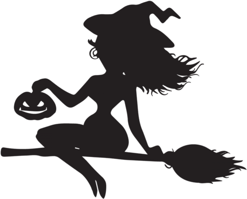 Free Png Download Witch On Broom Silhouette Png Png - Witch Silhouette Transparent Background (850x685), Png Download