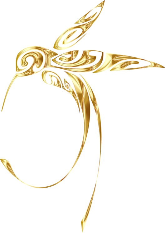 Body Jewellery Gold Hummingbird Line Art - Clip Art (529x750), Png Download