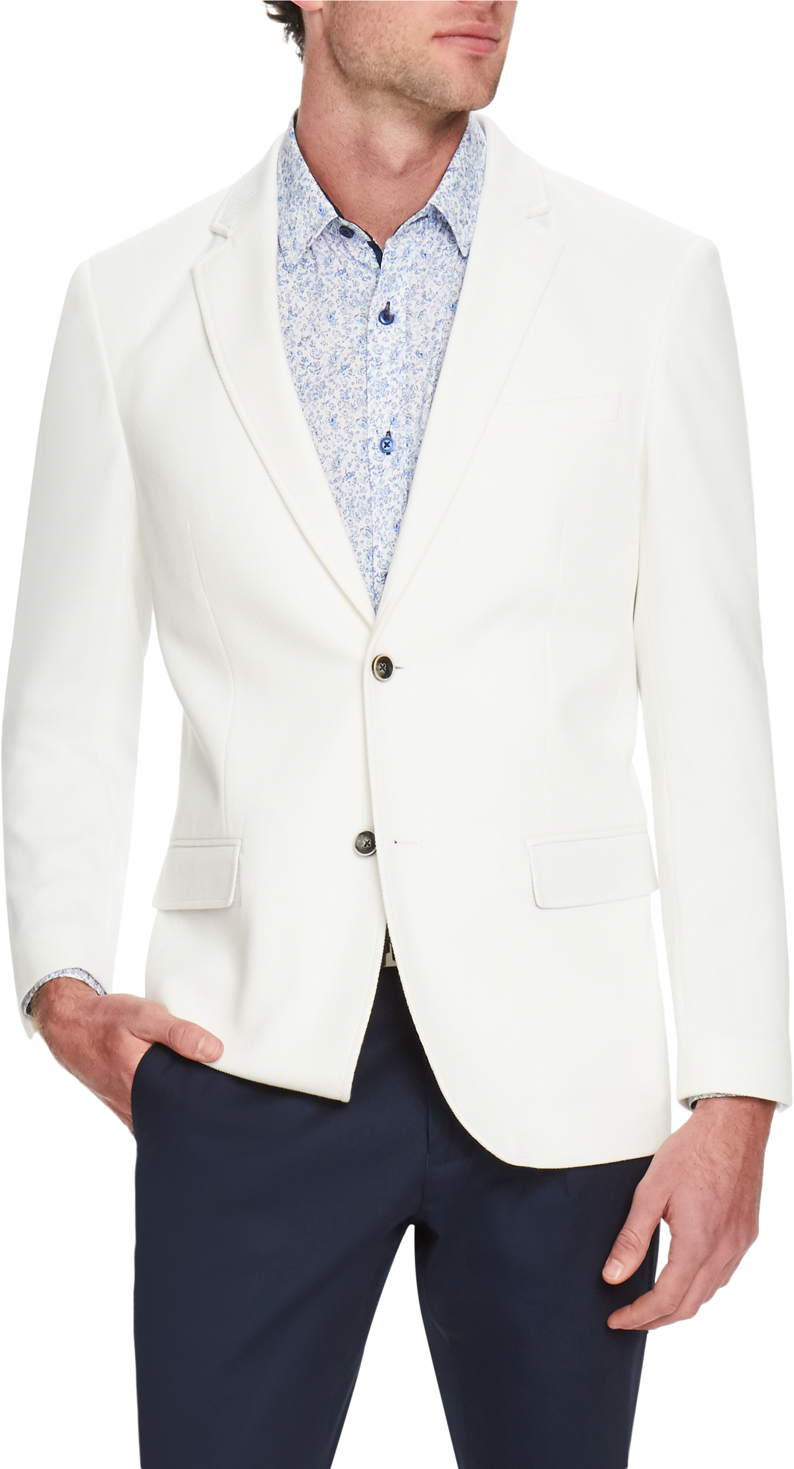 White Zayn Stretch Blazer - Formal Wear (3000x3000), Png Download
