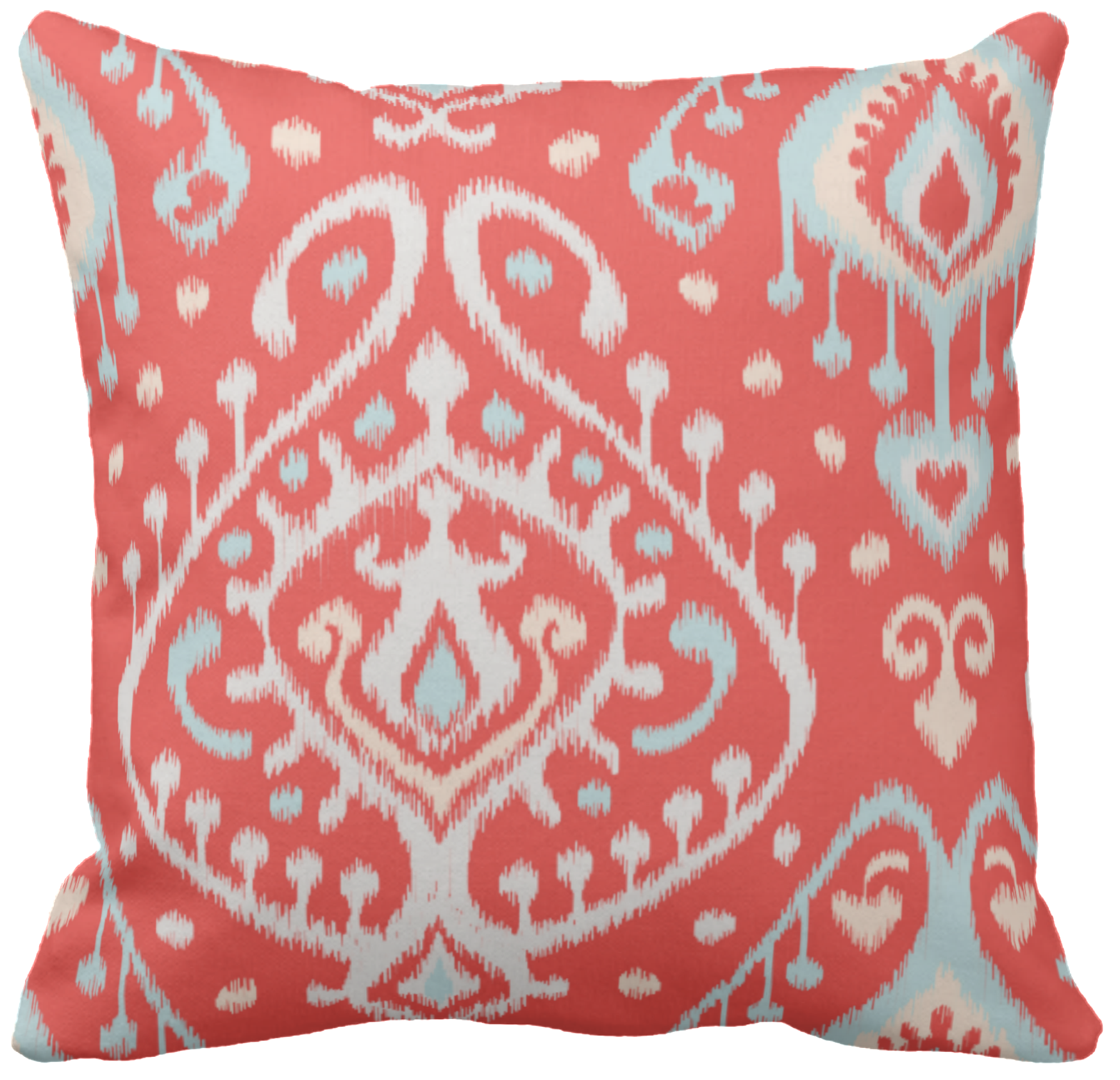 Chic Modern Teal Red Girly Ikat Tribal Pattern Outdoor - Pillow (2000x2000), Png Download