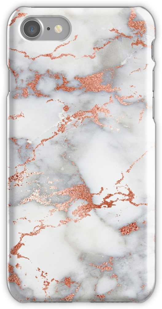 Marble With Rose Gold Streaks Phone Case Cover Iphone - Rose Gold White Marble (750x1000), Png Download