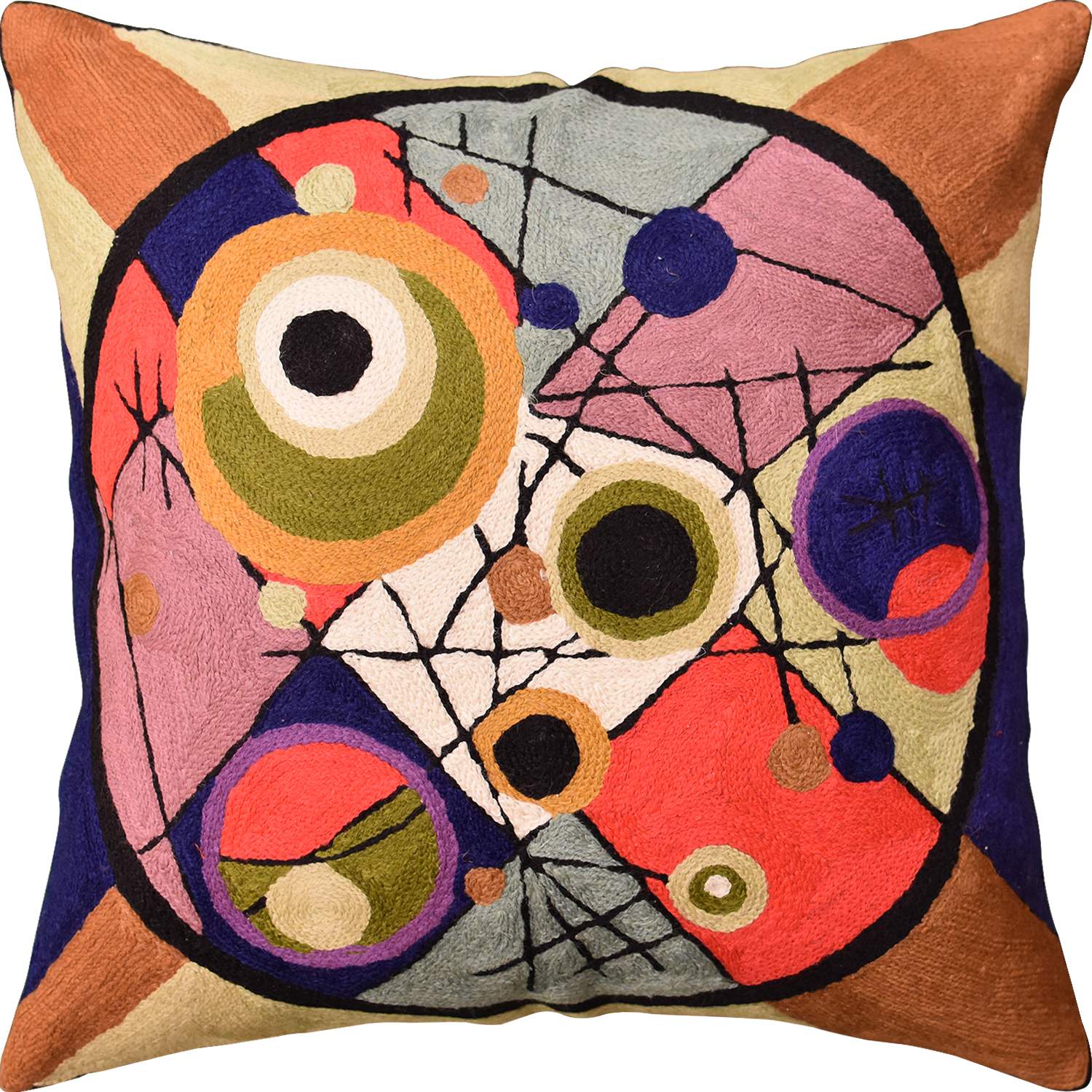 Kandinsky Circles In Circle Ii Throw Pillow Cover Handembroidered - Cushion (1500x1500), Png Download