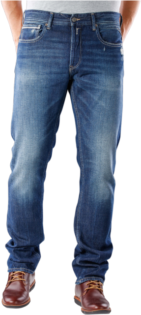 Replay Grover Jeans Straight Used Denim Blue - Carhartt Men's Relaxed Fit Straight Leg Flannel Lined (490x653), Png Download