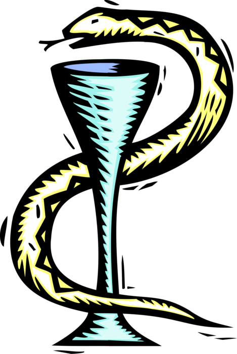 Vector Illustration Of Serpent Reptile Snake And Chalice - Chalice With Snake (469x700), Png Download