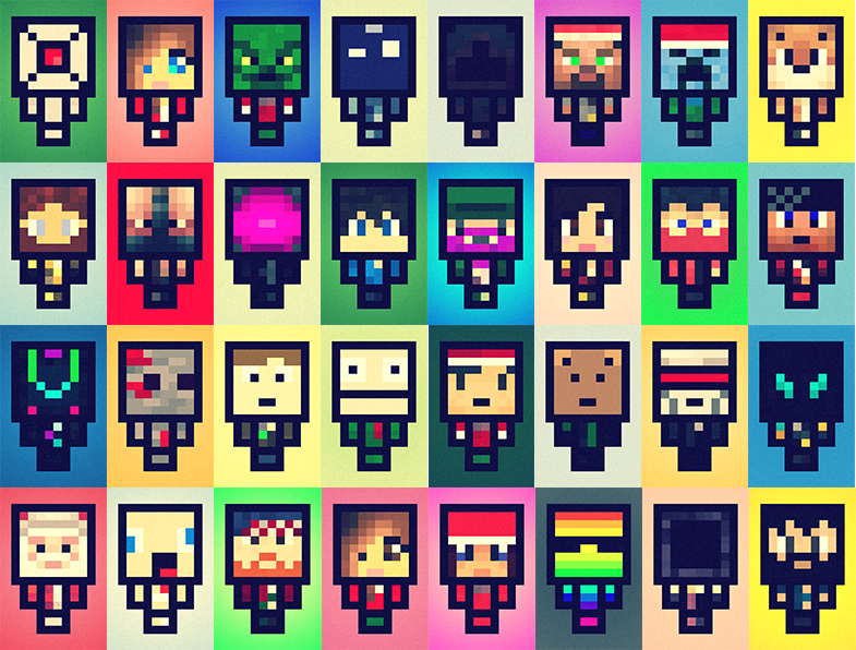 Retro Pop Art Minecraft Characters - Minecraft Popart (785x596), Png Download