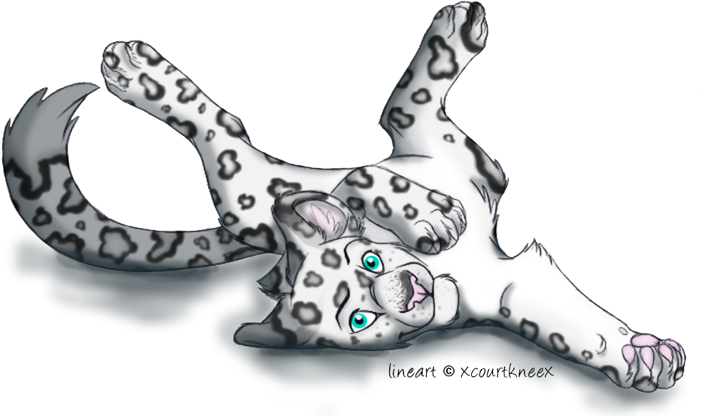 Closed Snow Leopard Adoptable By Snowwhitesangel - Snow Leopard Lineart (985x584), Png Download
