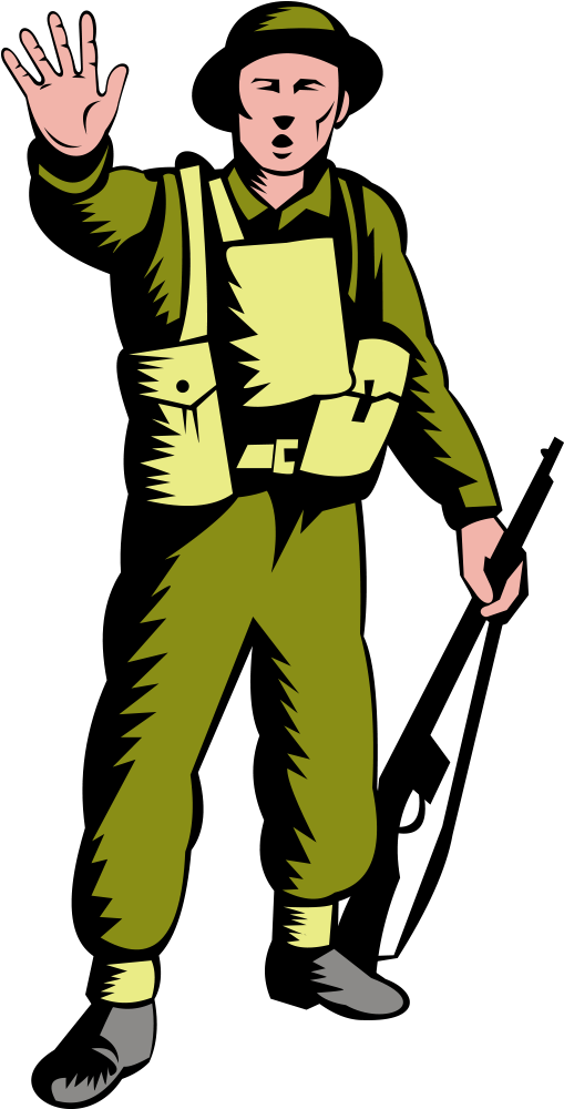 Janitor Clipart Male - Soldados Levantando La Mano (509x1000), Png Download