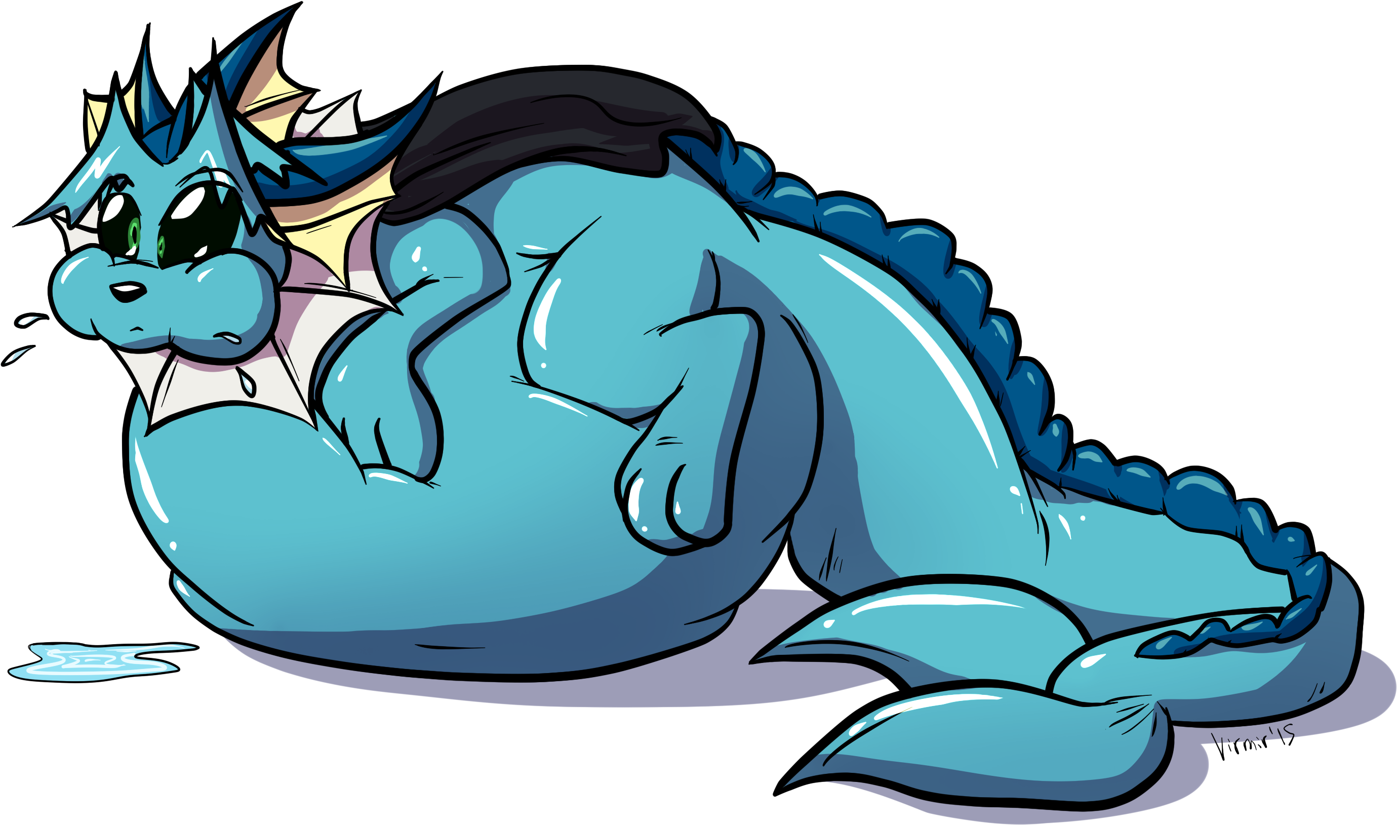 Waterlogged Virporeon - Cartoon (2908x1804), Png Download