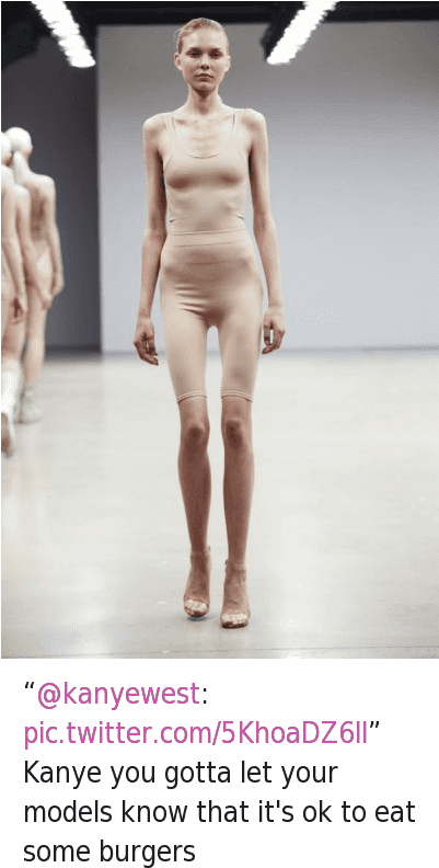 Kanye, Models, And Eating - Standing (400x805), Png Download