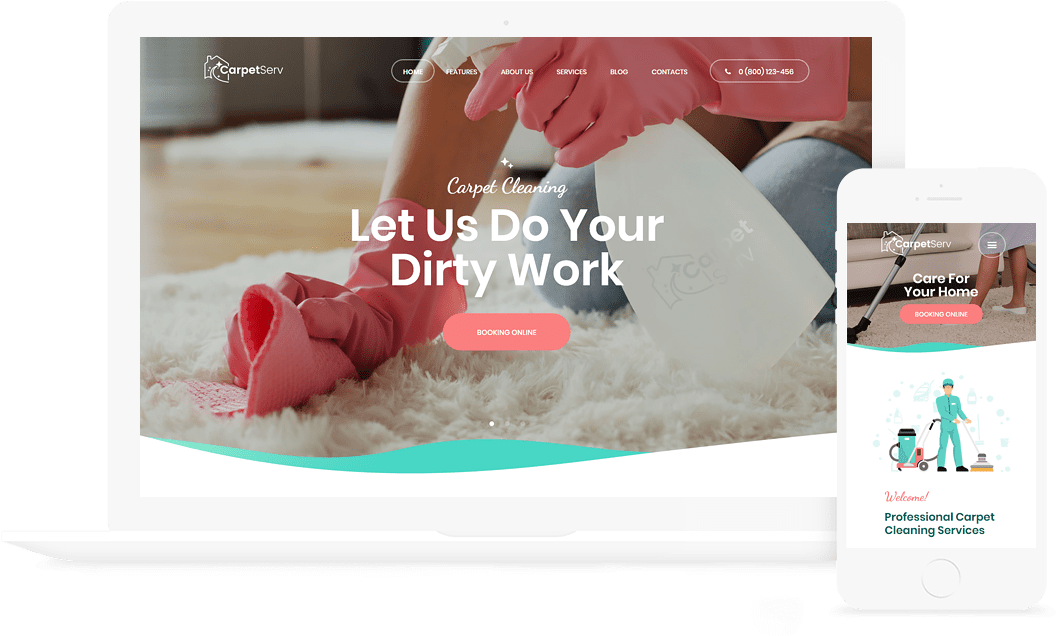 Carpetserv Cleaning Company & Janitorial Service - Carpet Cleaning Wordpress Template (1056x636), Png Download
