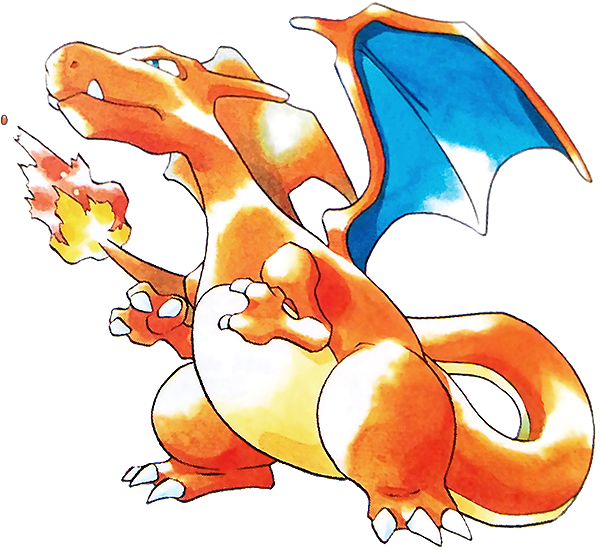 Original Charizard Artwork - Charizard Red And Blue (600x550), Png Download