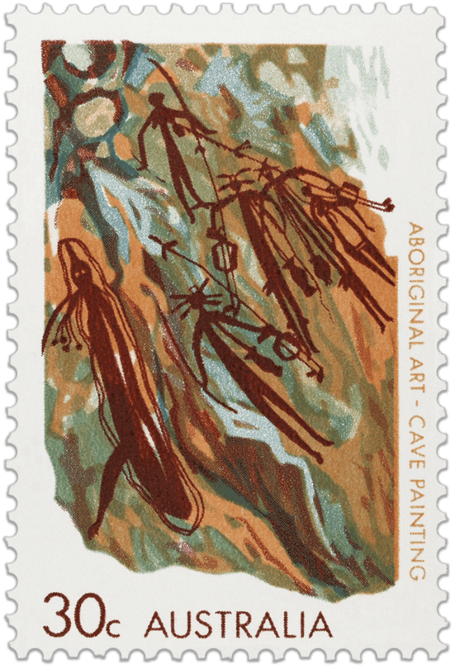 Aboriginal Art Cave Paintings - Postage Stamp (970x970), Png Download