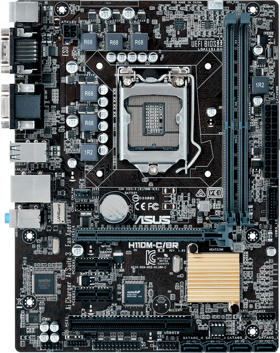 Placa Mae Asus Hm C Br Ddr Terabyteshop - Placa Mãe Asus H110m C Br (1200x1200), Png Download