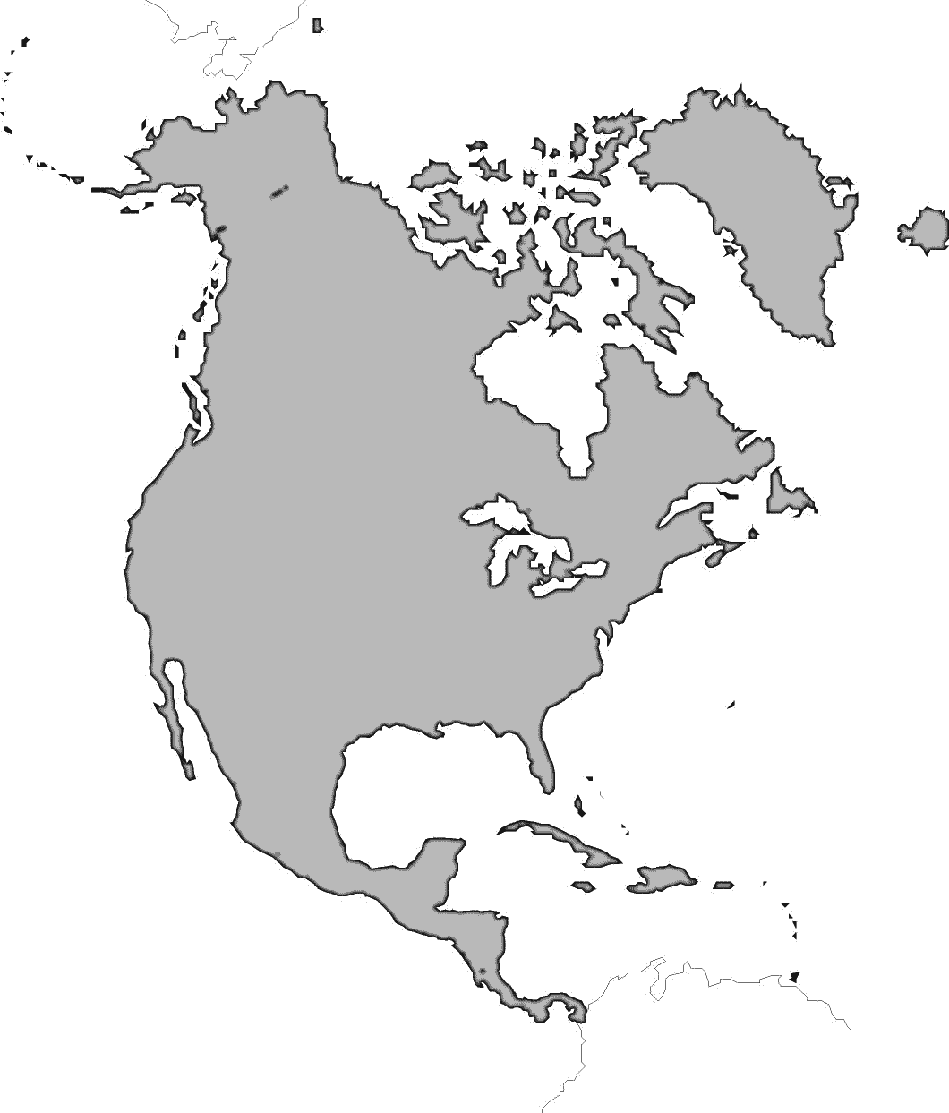 North America Map Png Image - Blank North America Map No Borders (1060x1243), Png Download