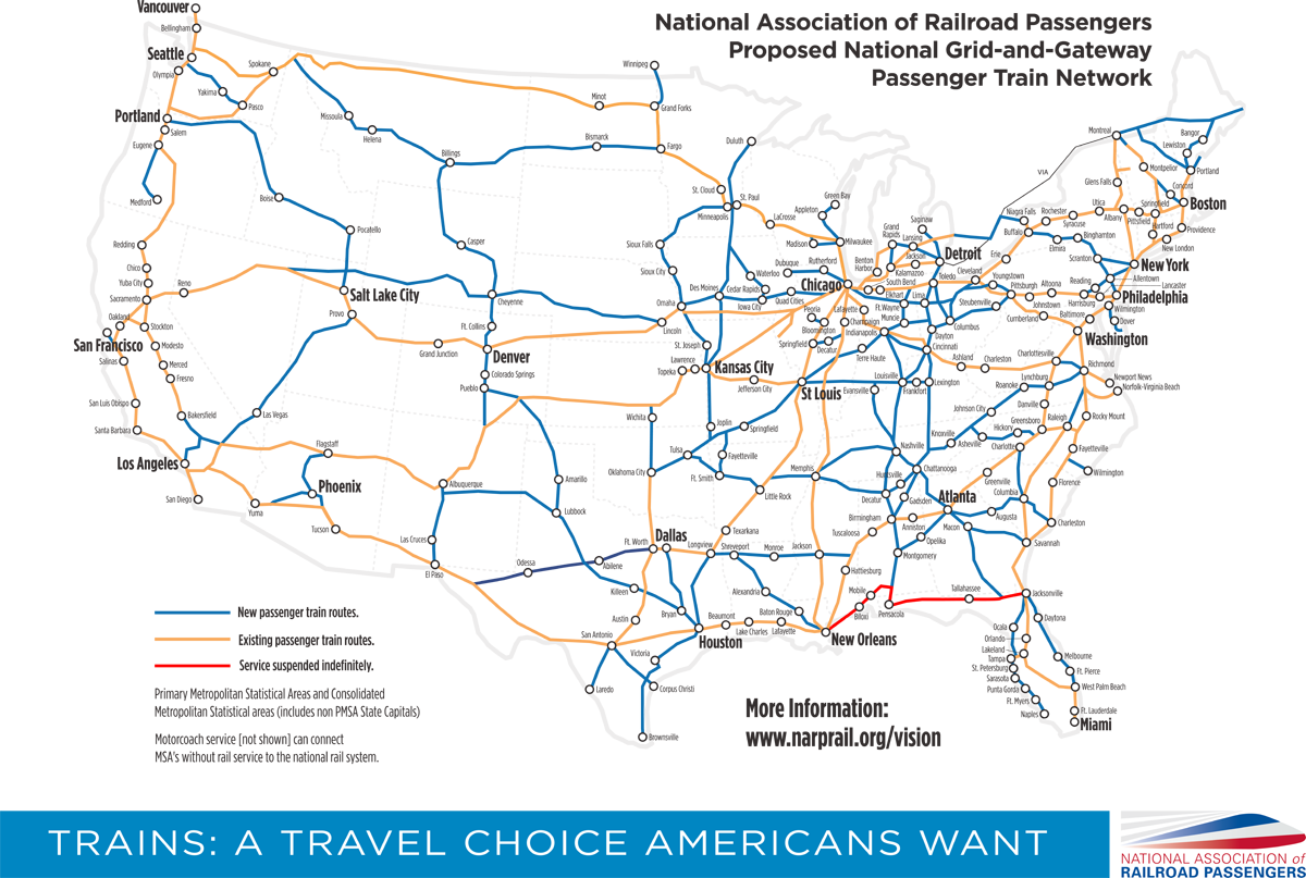 Our Goals Vision Rail Passengers Association Washington - Map (1200x807), Png Download