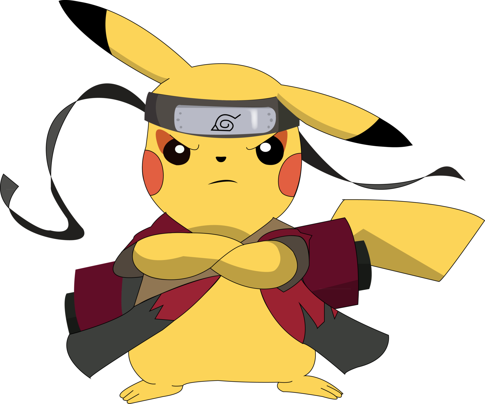 Attack With Rock Throw - Ninja Pikachu (1618x1350), Png Download