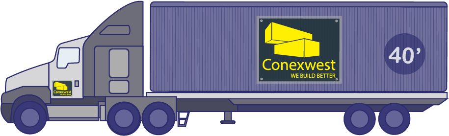 Flatbed Container Delivery - Trailer Truck (1049x313), Png Download
