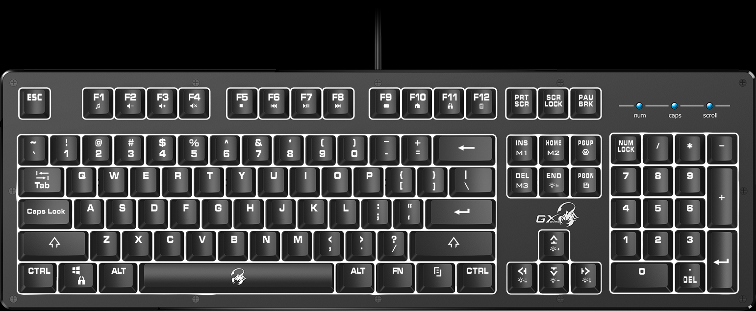 With Multi-color Options And Different Breathing And - Keyboard (1542x635), Png Download