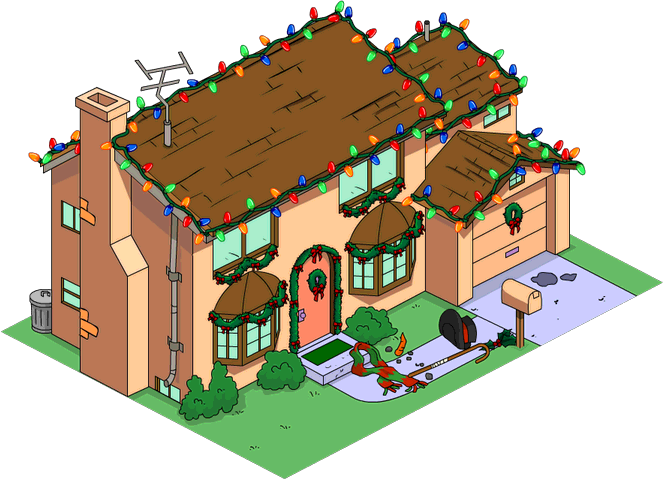 Christmas Simpsons Home - Simpsons House Png (664x482), Png Download