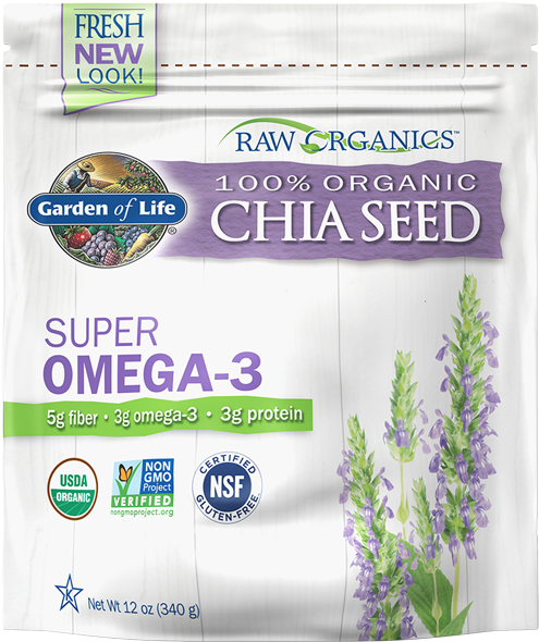 Garden Of Life Raw Organics Chia Seeds Pack-12 Oz - Chia Seed Us Brand (650x650), Png Download